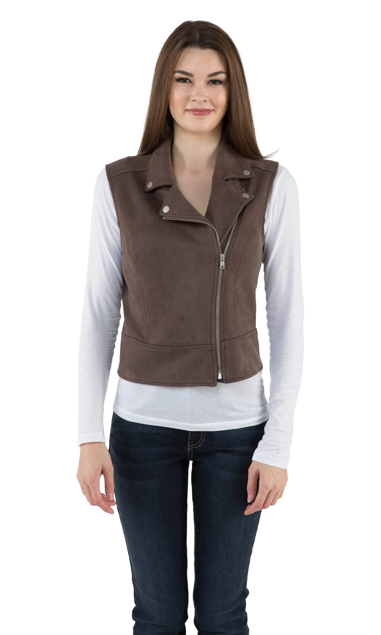 Level 99 Alexa Moto Faux Suede Vest