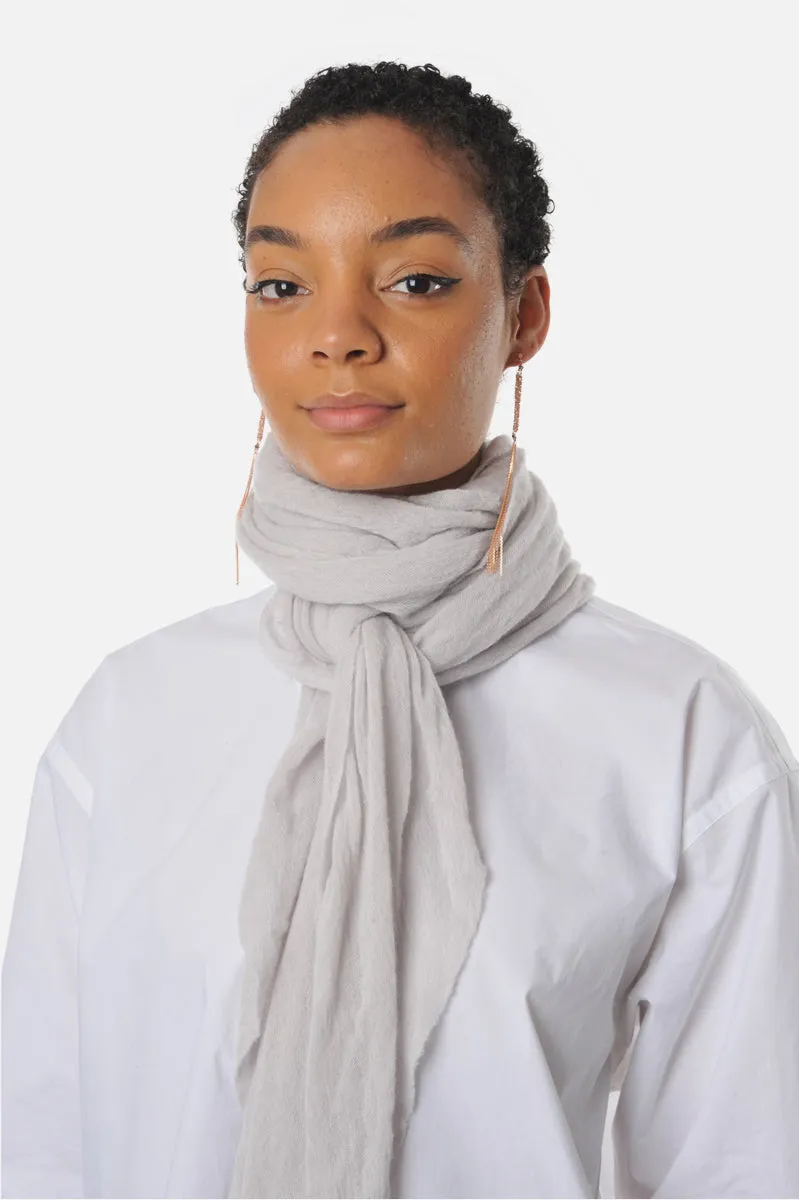 Light Grey Classic Knit Diamond Cashmere Scarf