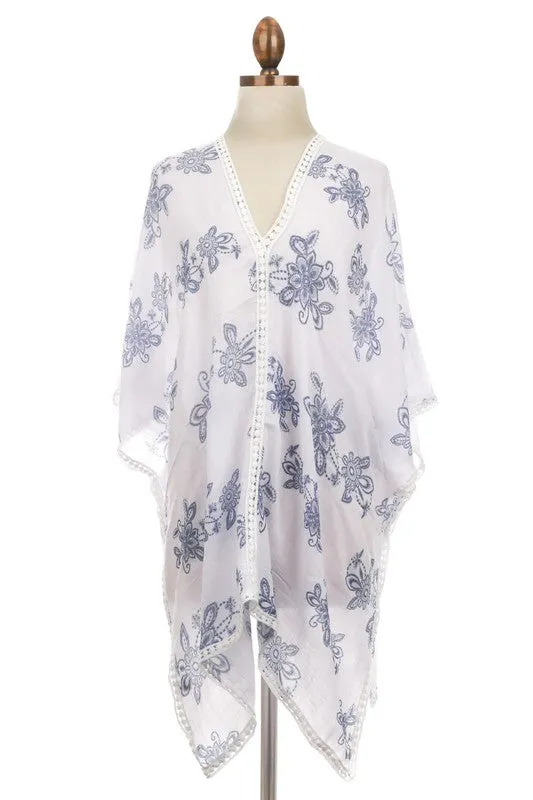 Lightweight Flower Print Poncho