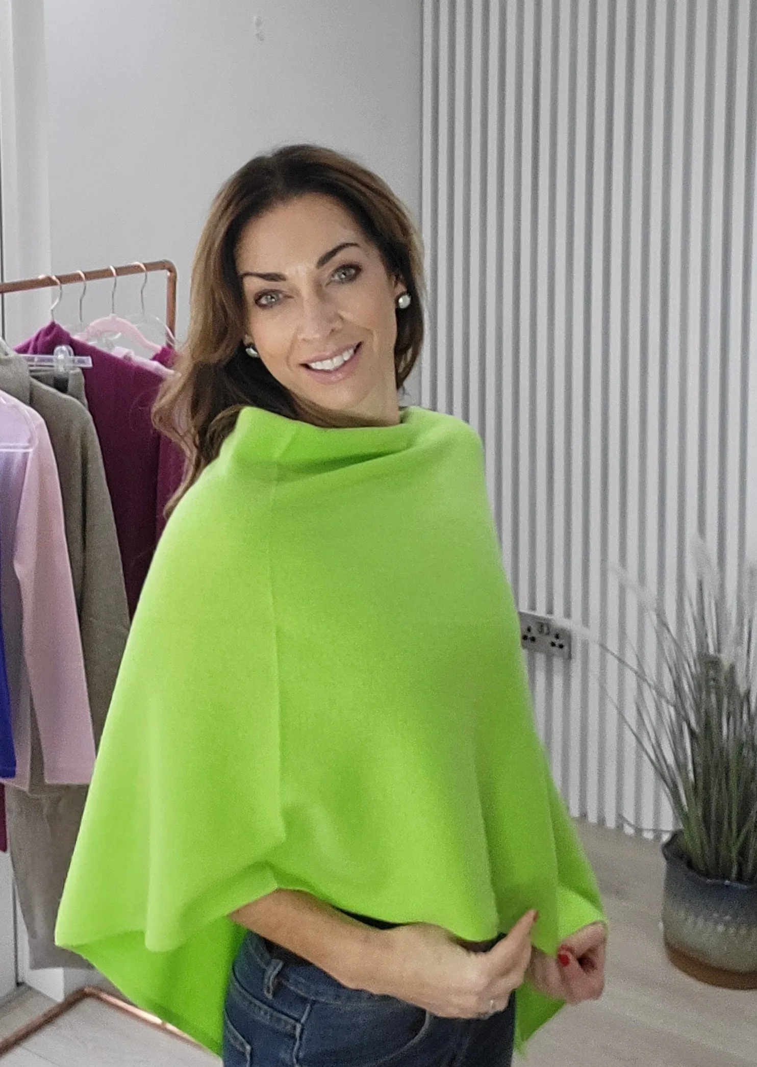 Lime Green Cashmere Poncho