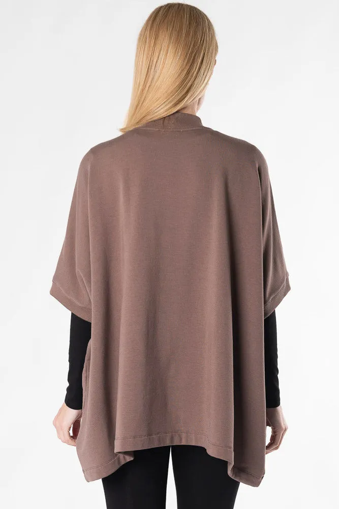 Lindsey Half-Zip Bamboo Poncho - Latte