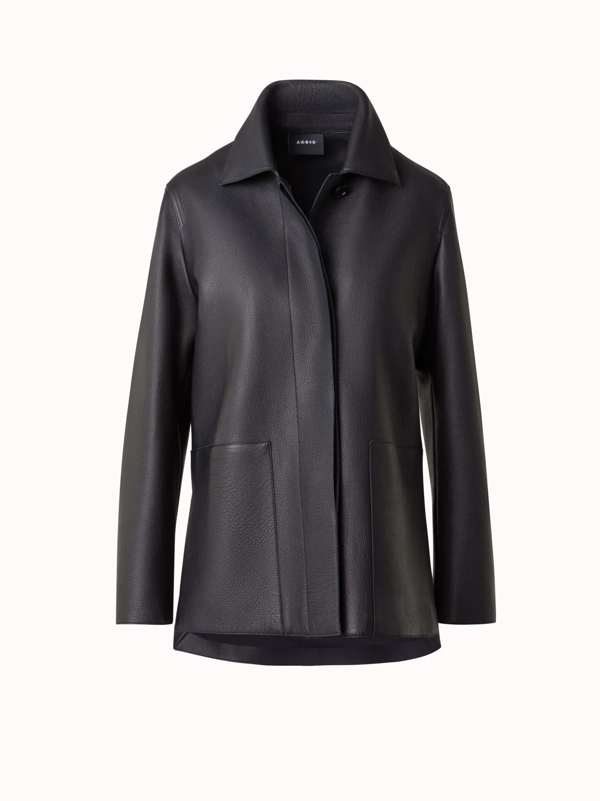 Long Leather Jacket with Cervo Structure