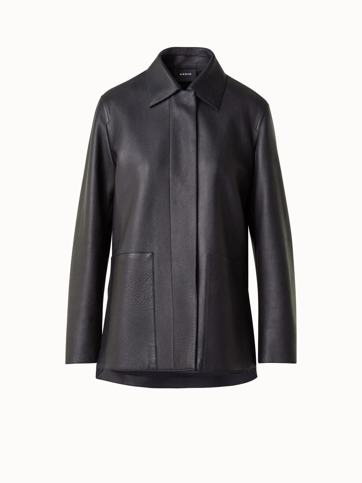 Long Leather Jacket with Cervo Structure