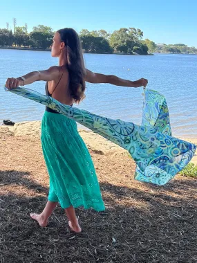 Luxury Beach Sarong Organic Cotton - Green Turquoise