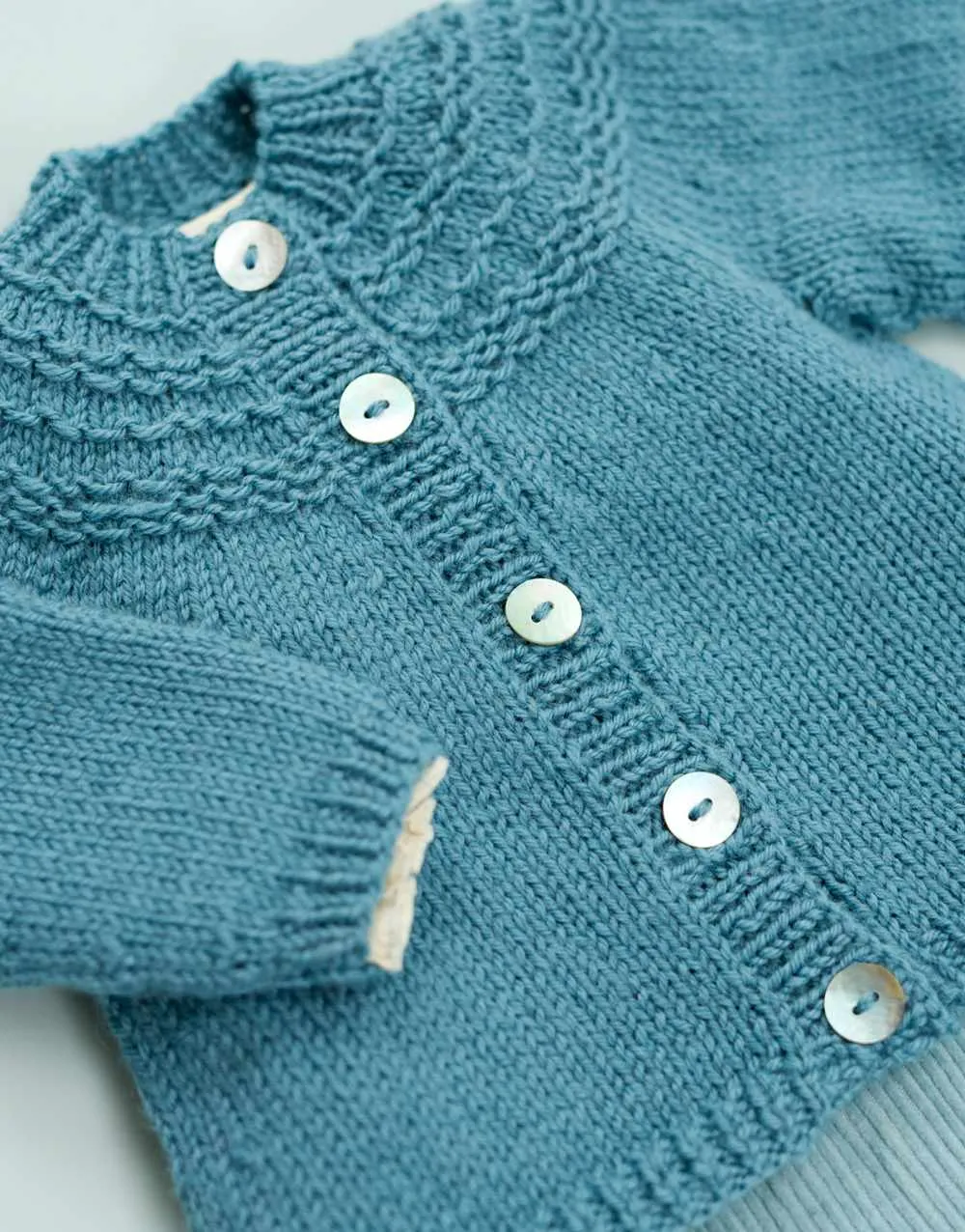 Madeline Yoke Cardigan & Hat Knitting Pattern, Bo Peep DK Yarn