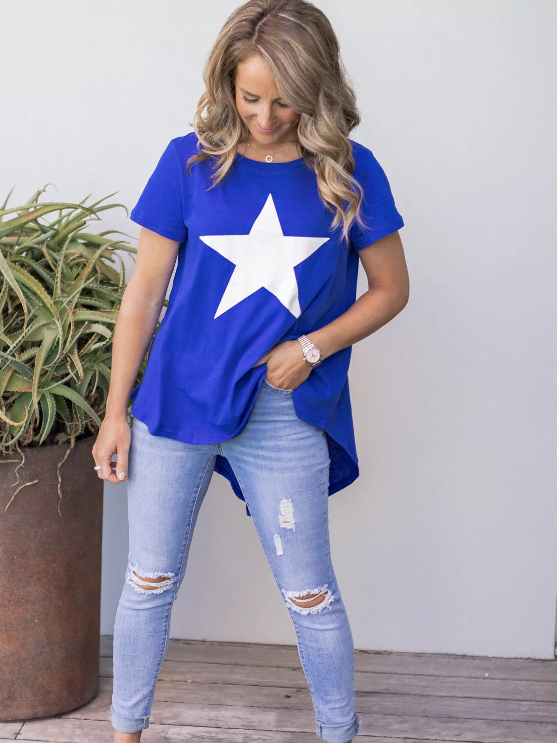 Maggie  Tee - Blue/White Star