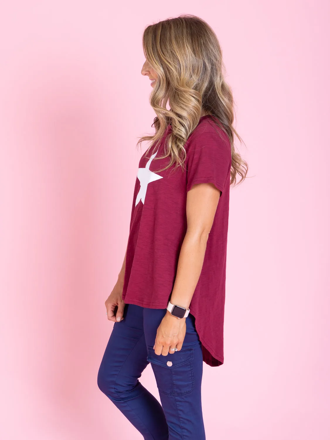 Maggie Tee - Burgundy With White Star