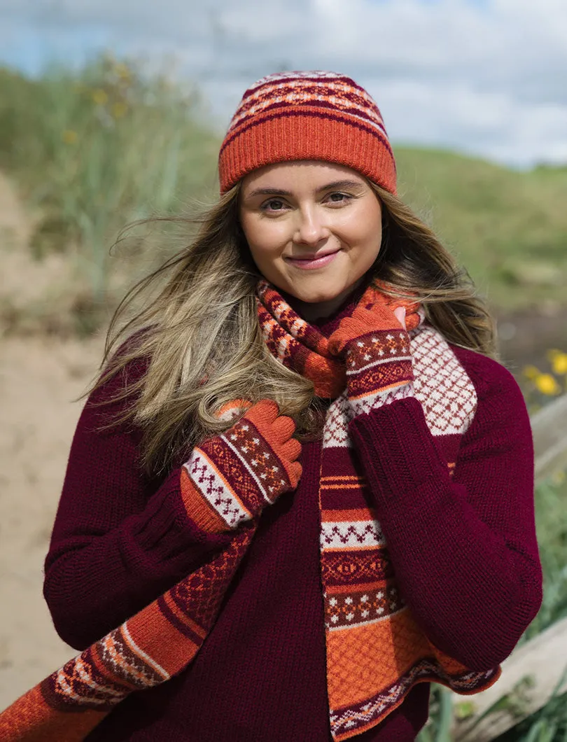 Marischal Fair isle fingerless gloves - Orange