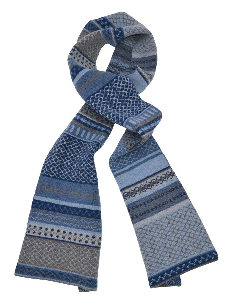 Marischal reversible large Fair isle scarf - Blue