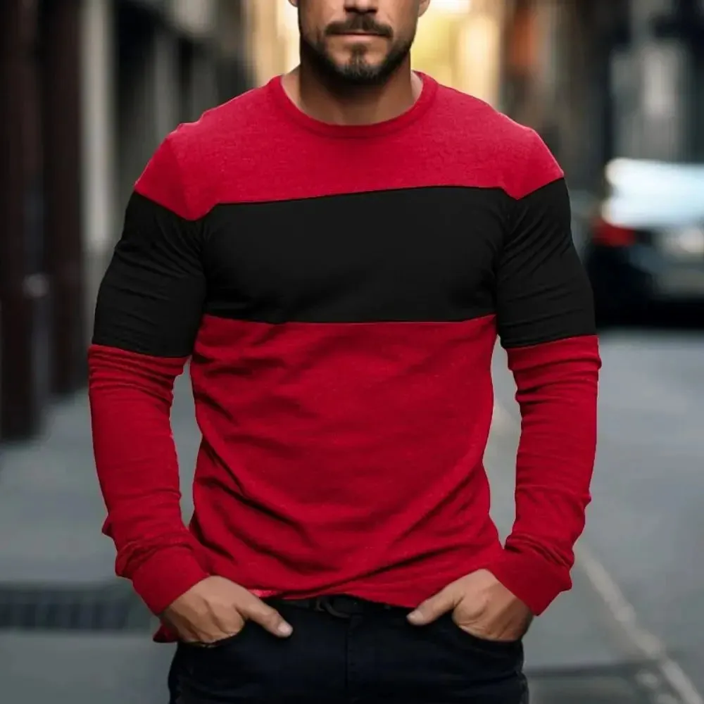 MC - Fashion Men’s Pullover: Cotton, long sleeve, oversized O-neck with 3D graphic stripe design