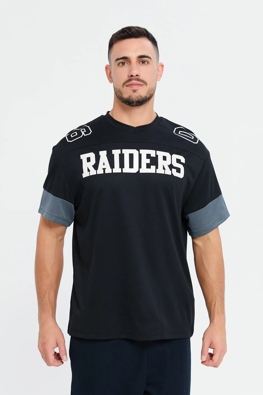 Men Black NFL Raiders Print Active T-Shirt