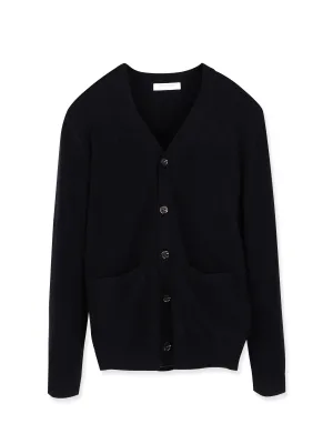 Men V-Neck Cardigan_Black