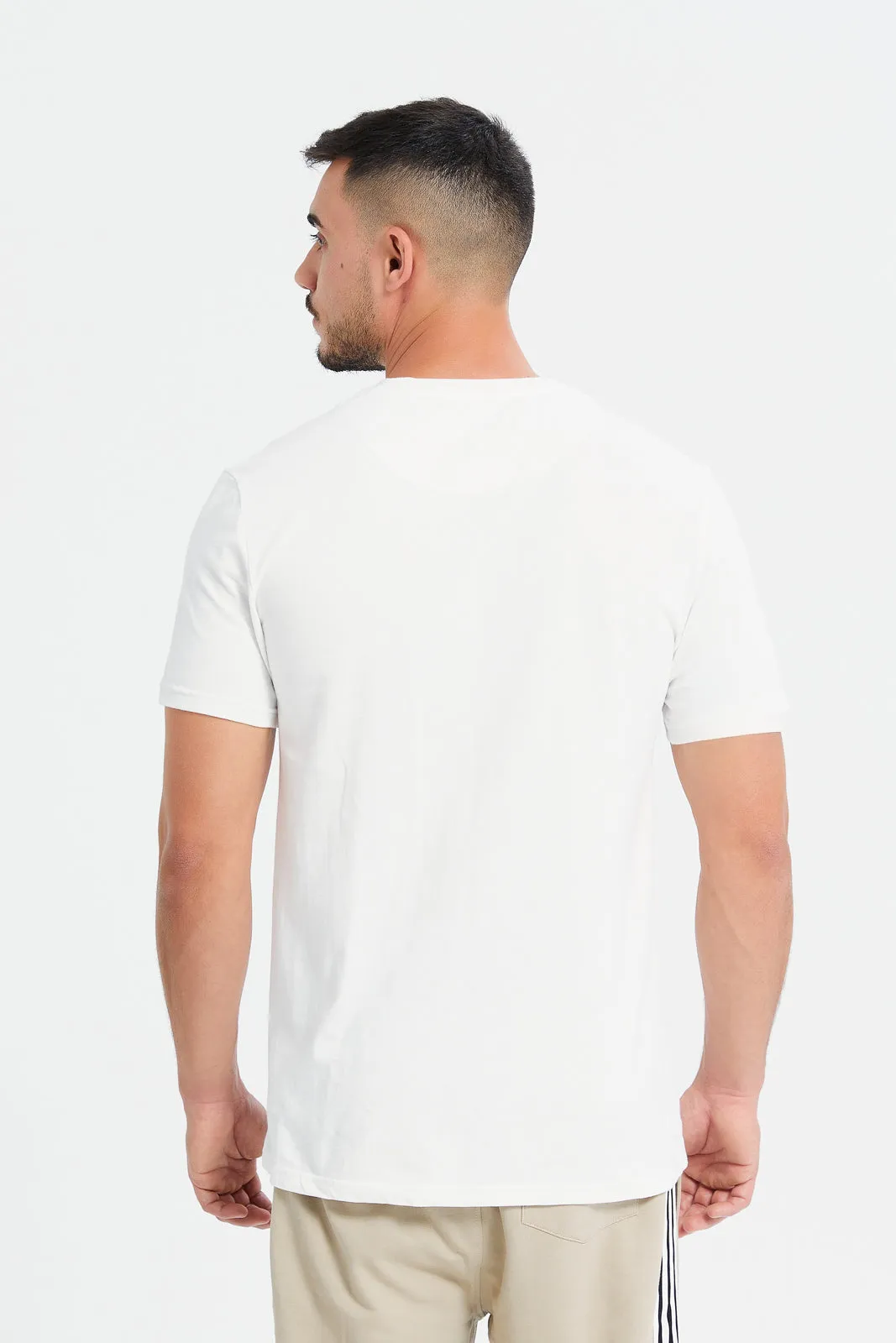 Men White Boundless Print Active T-Shirt