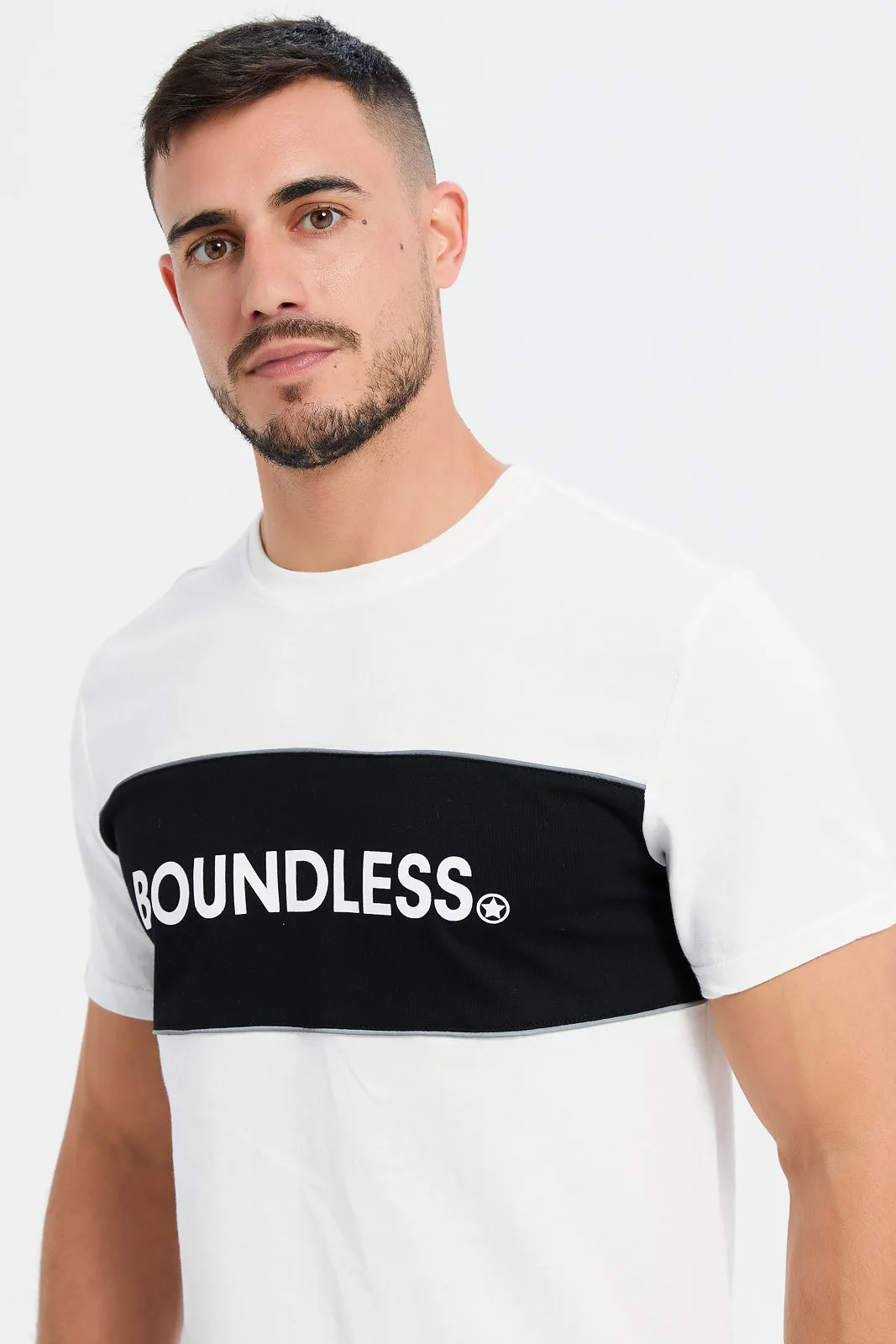 Men White Boundless Print Active T-Shirt