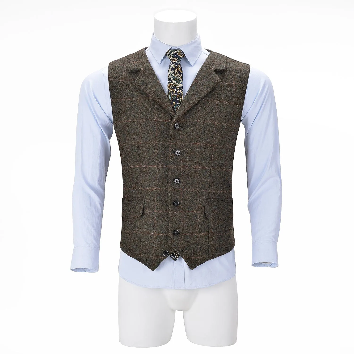 Men's Formal Notch Lapel Suit Vest Tweed Waistcoat