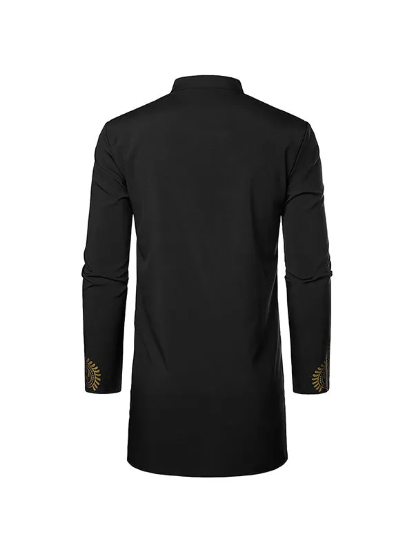 Men's Long Stand Collar Pullover Long Sleeve Shirt