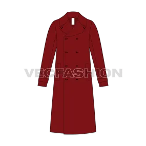 Mens Pea Coat Vector Sketch