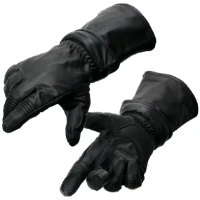 Milwaukee Leather Men's Gauntlet Motorcycle Hand Gloves-Removeable Zip-Off-Long Cuff Thermal Lined Gel Palm-SH710