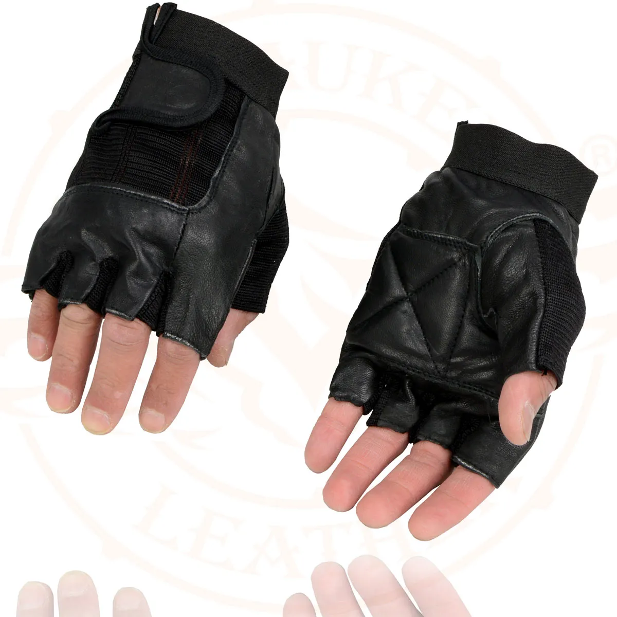 Milwaukee Leather SH217 Men's Black Leather Gel Padded Palm Fingerless Motorcycle Hand Gloves W/ Breathable ‘Mesh Material’