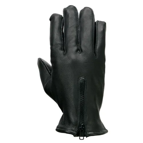 Milwaukee Leather SH866 Men's Black Thermal Lined Deerskin Motorcycle Hand Gloves W/ Wrist Zipper Closure