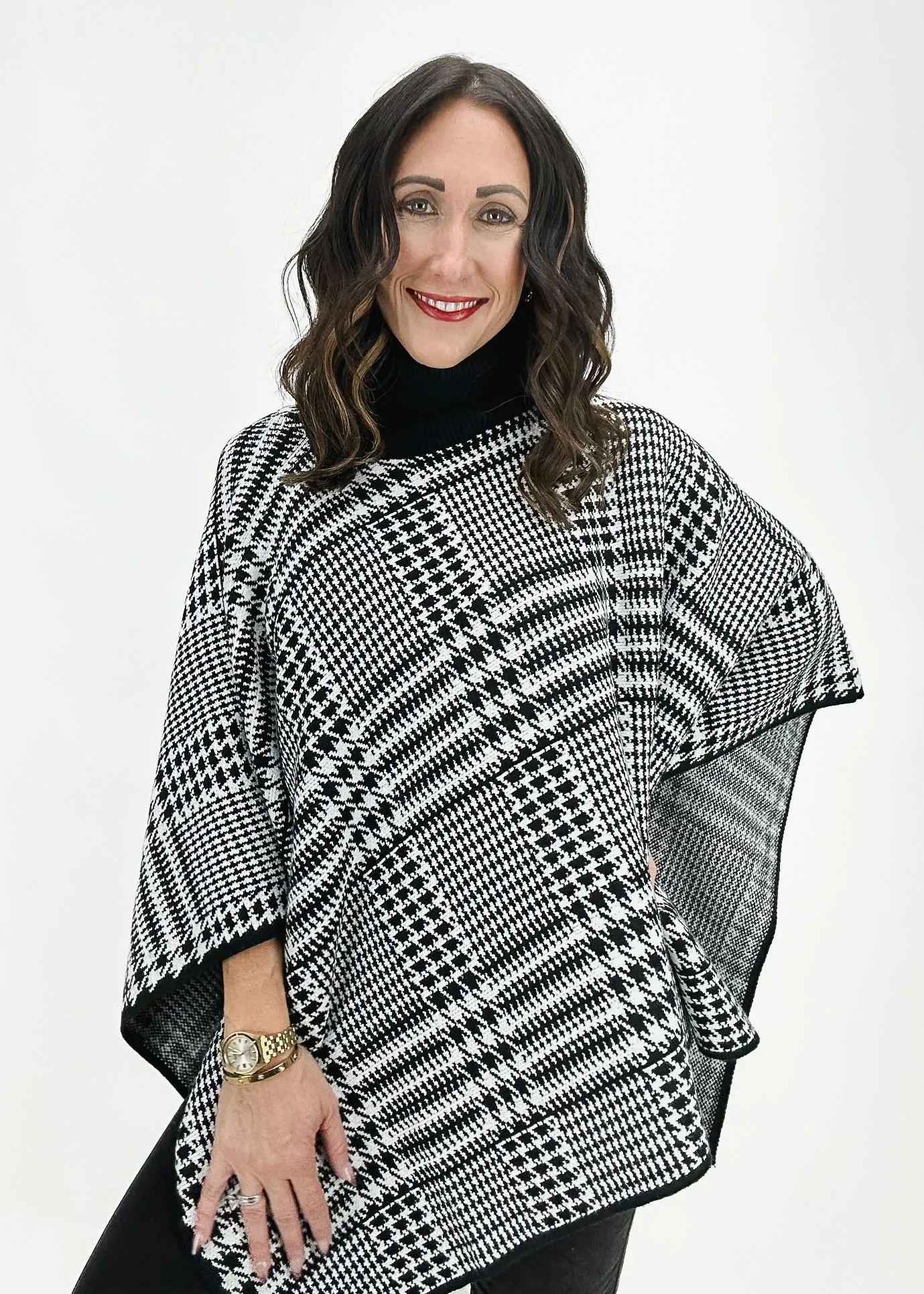 Mindy Checked Poncho