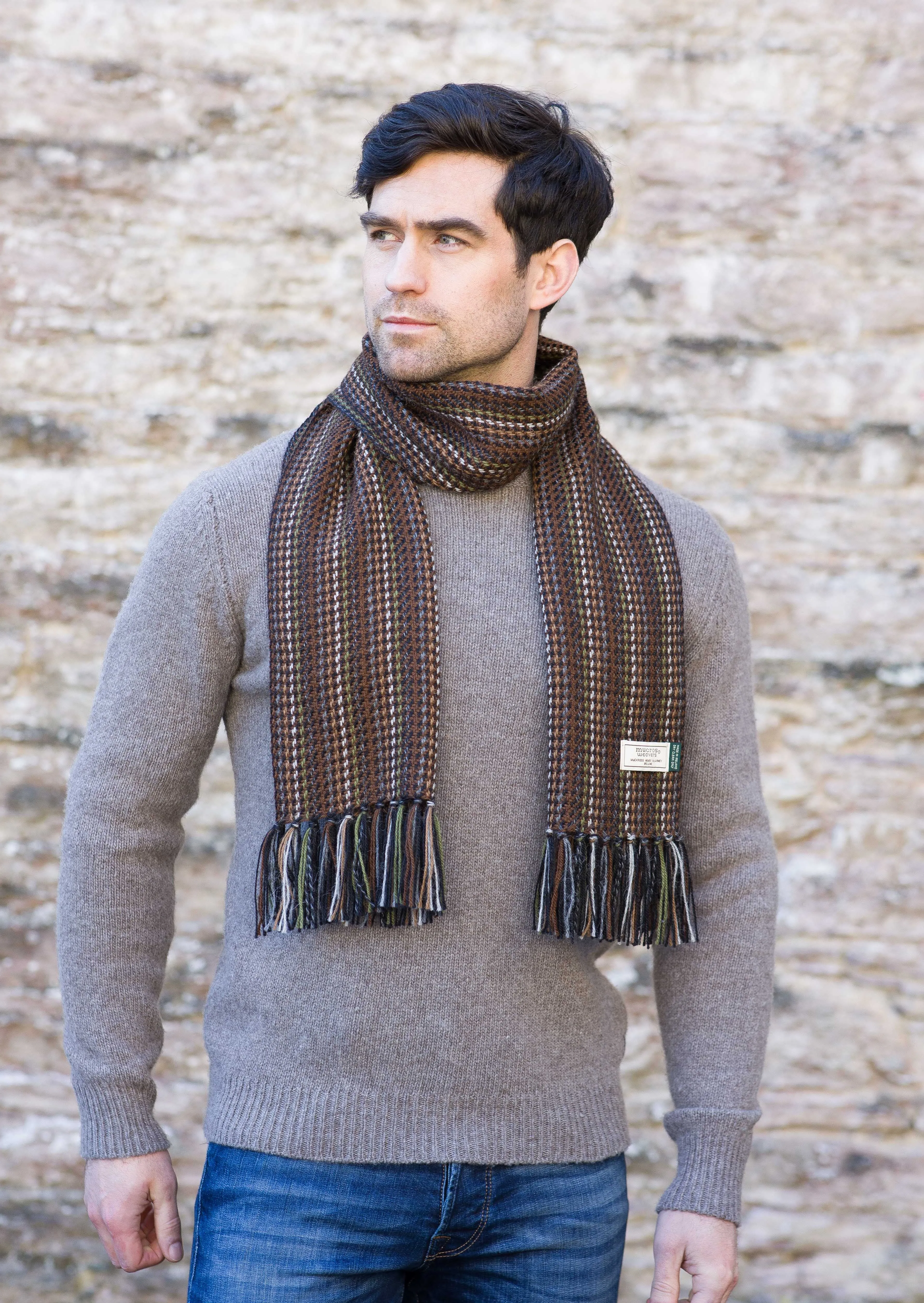 Mucros Alpaca Scarf | Brown Green