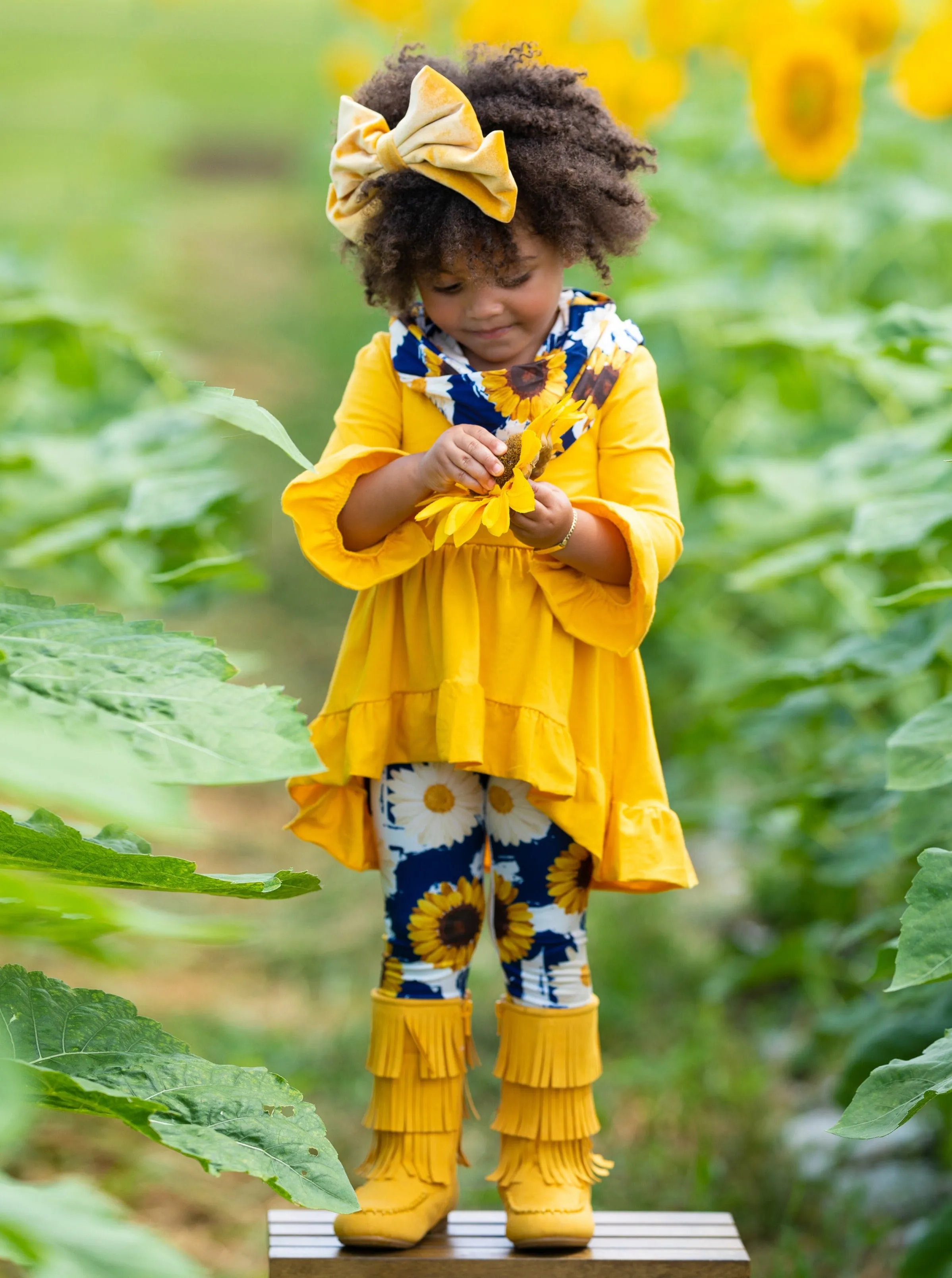 My Lucky Flower Hi-Lo Tunic, Legging and Scarf Set