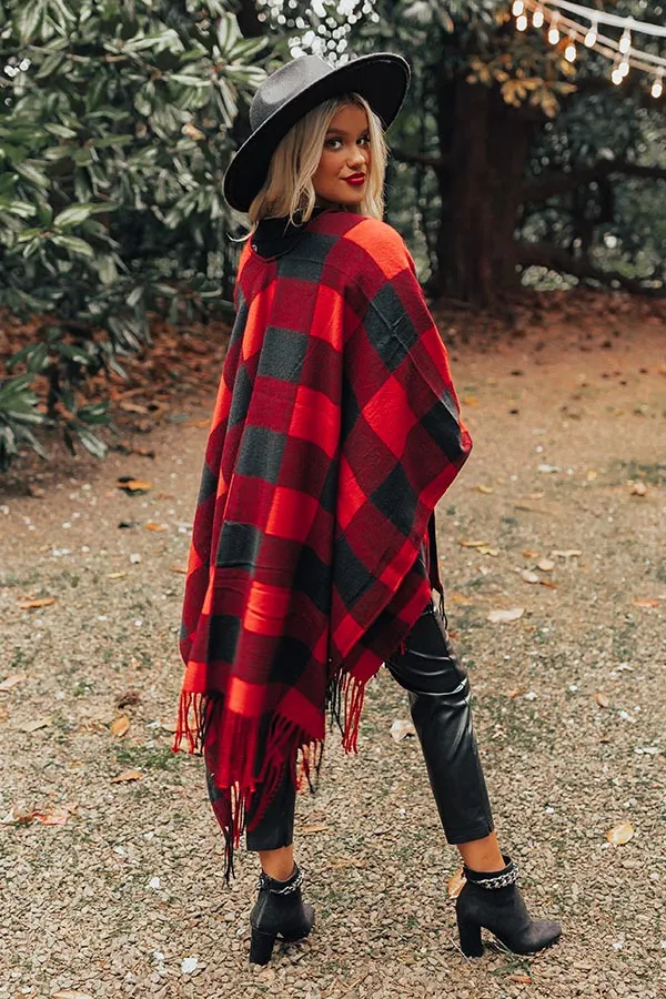 Napa Or Nothing Buffalo Check Poncho In Red