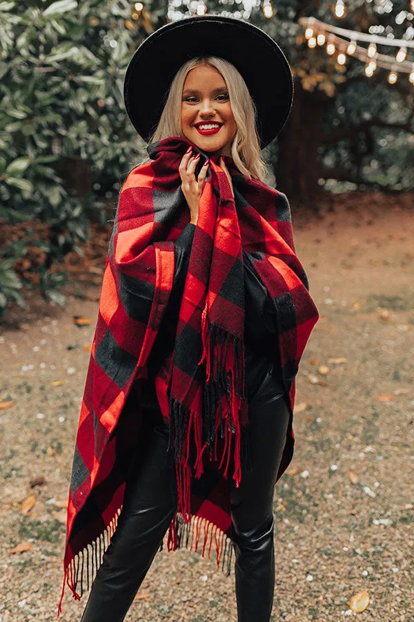 Napa Or Nothing Buffalo Check Poncho In Red