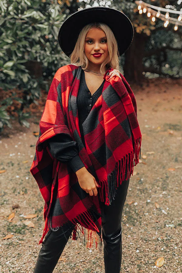 Napa Or Nothing Buffalo Check Poncho In Red