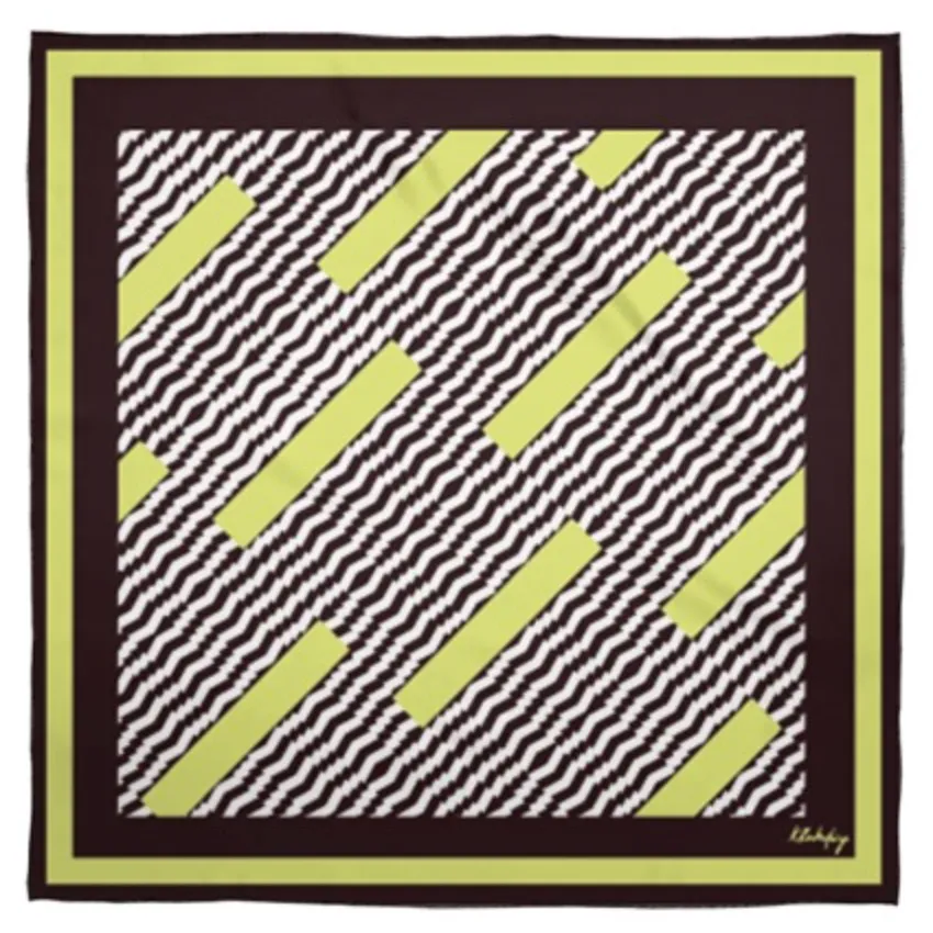 Neon yellow and black geometric Silk Scarf