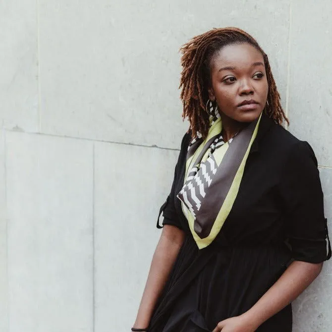 Neon yellow and black geometric Silk Scarf