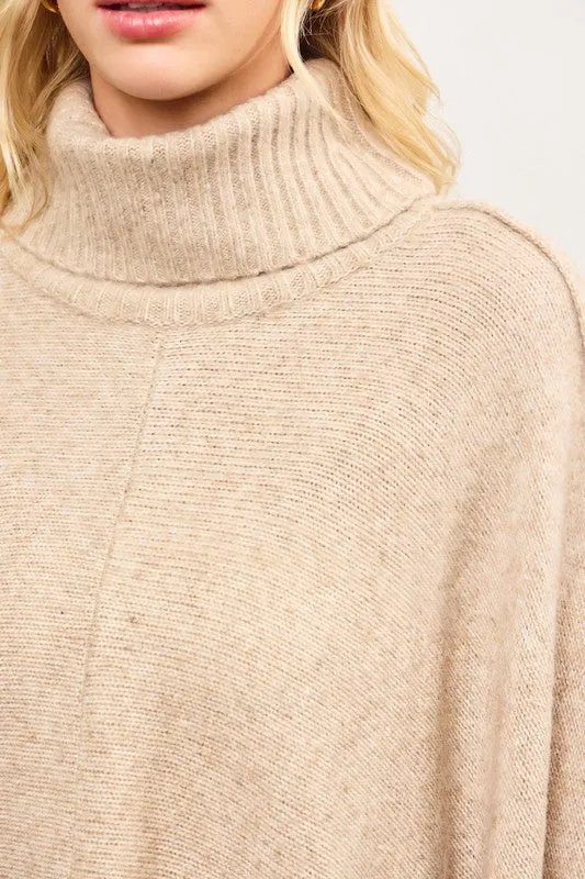 NEW!! Apres Chic Turtleneck Poncho in Taupe