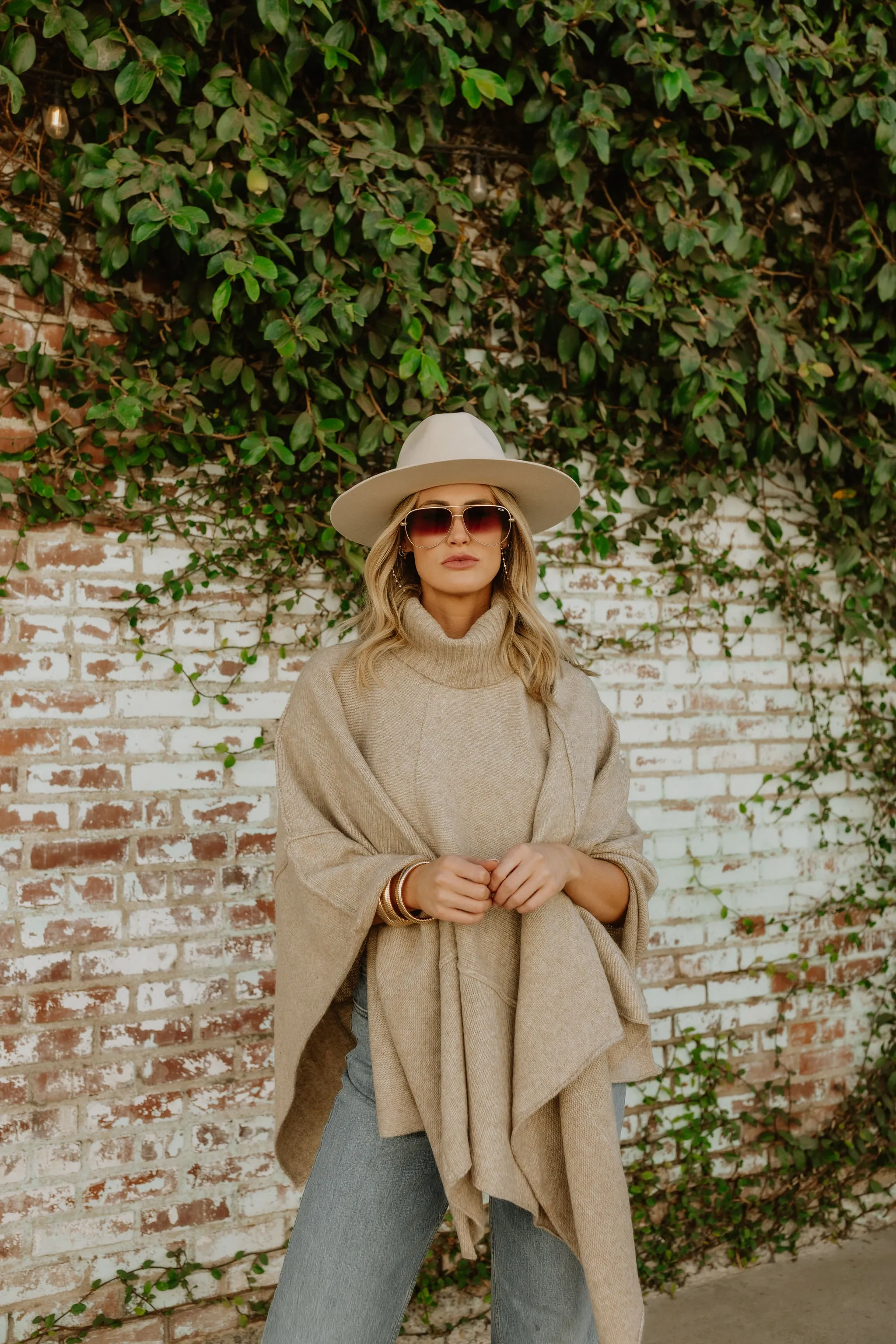 NEW!! Apres Chic Turtleneck Poncho in Taupe