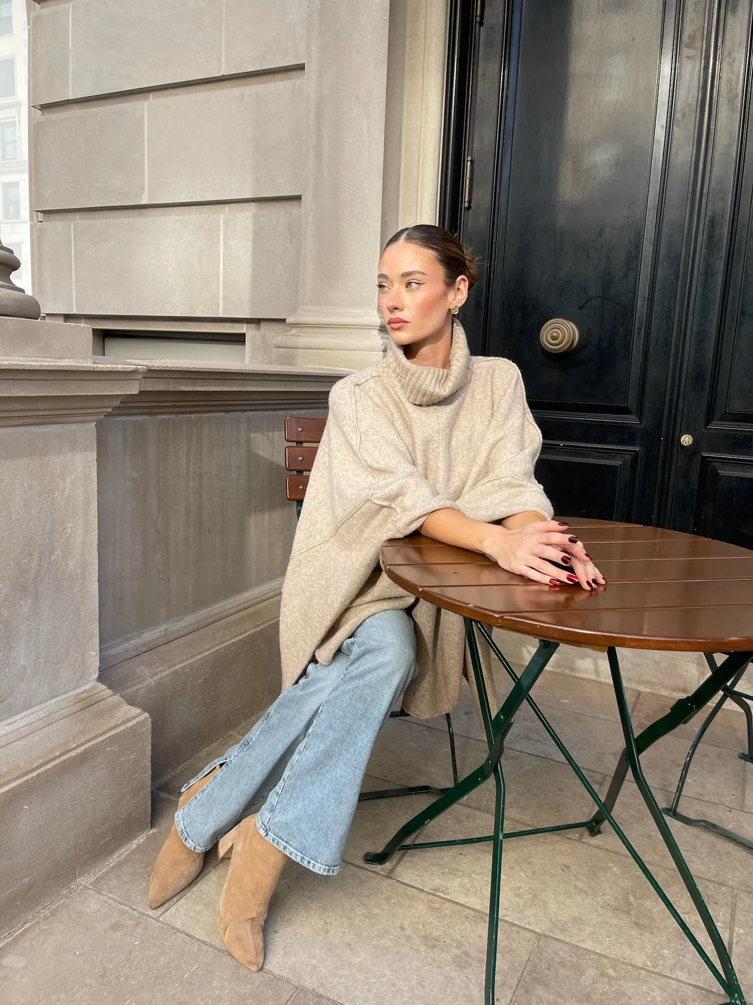 NEW!! Apres Chic Turtleneck Poncho in Taupe