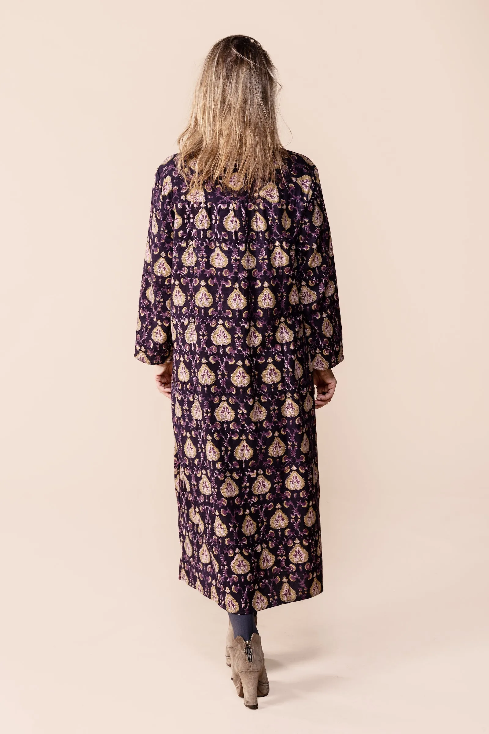 New Millie Dress Hand Block Printed In Brushed Cotton - AW2023