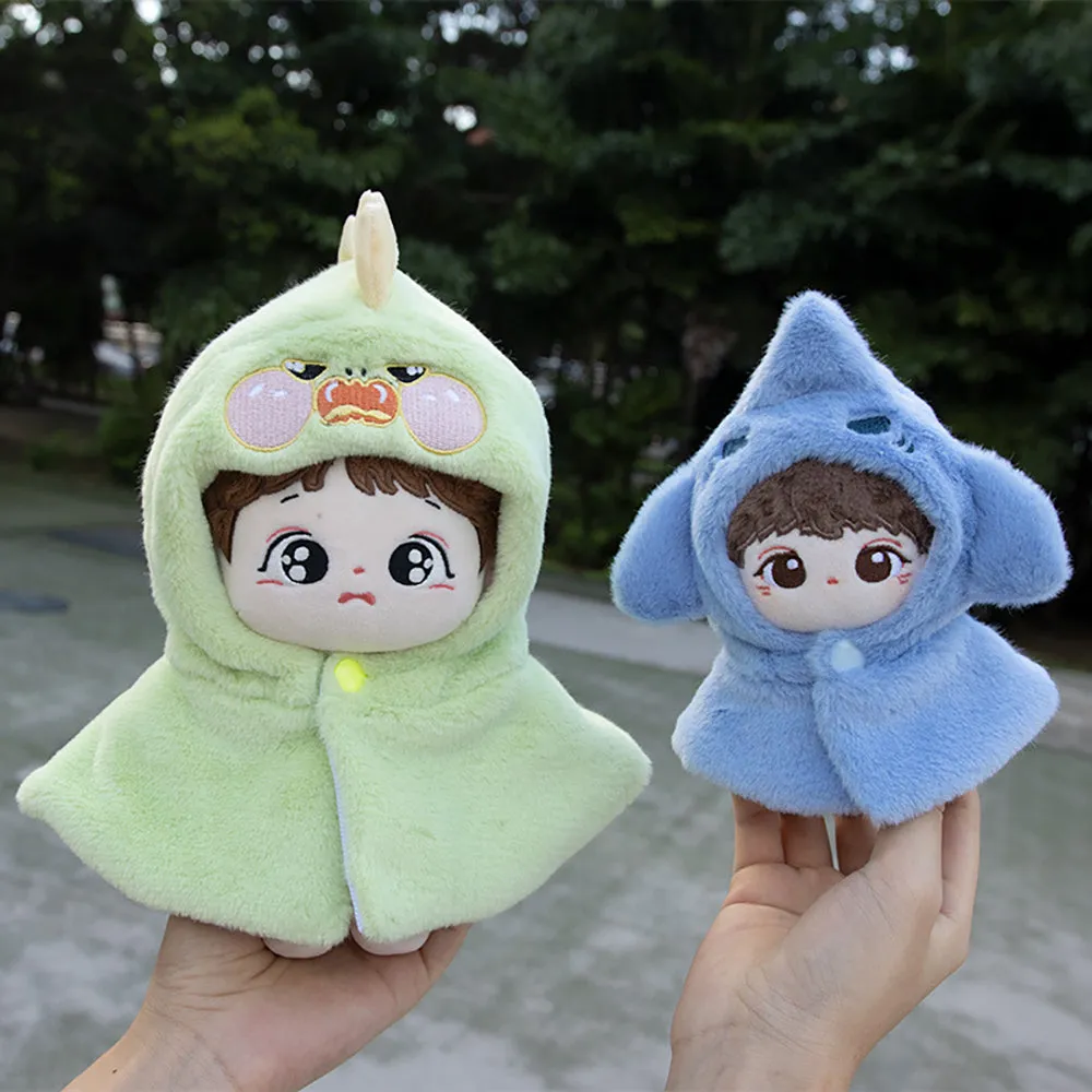 niannyyhouse 10cm 20cm Plush Doll Clothes Shawl Dinosaurs Sharks Rabbits Bears Puppies Embroidered Poncho Dolls Dress Up