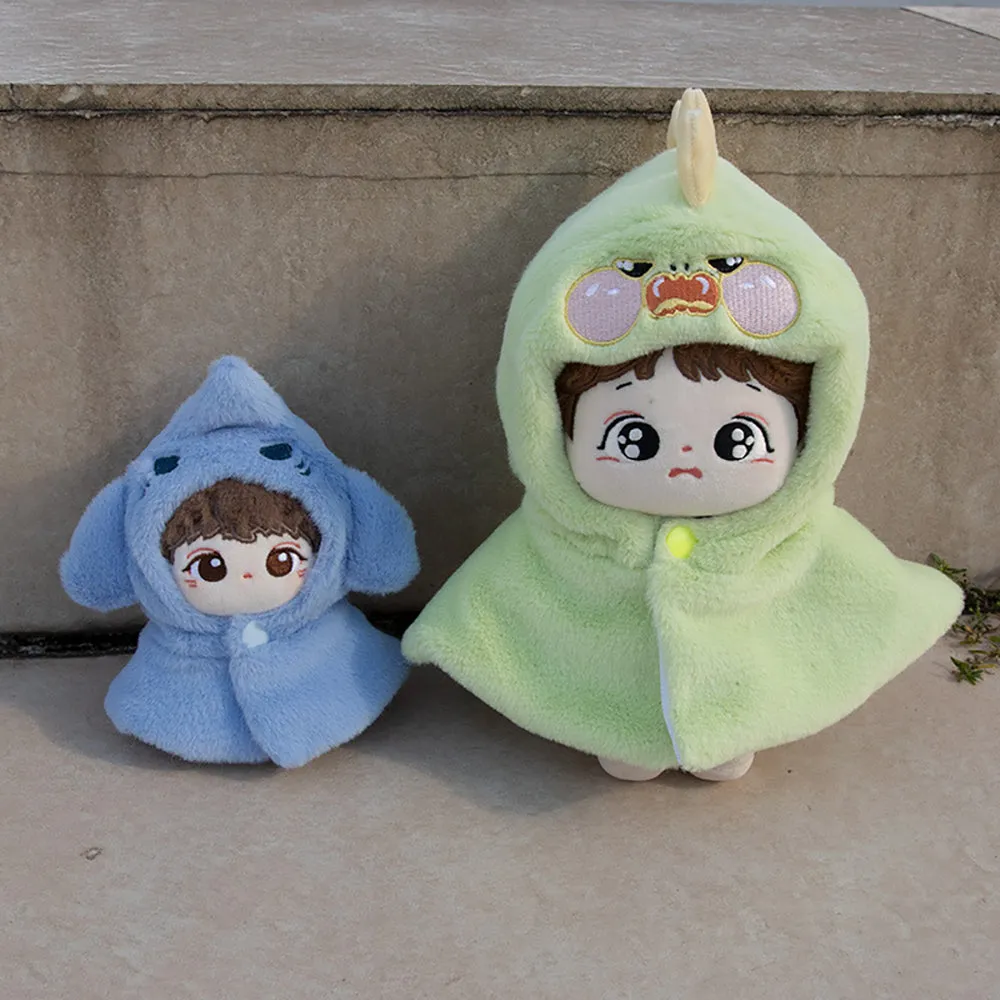 niannyyhouse 10cm 20cm Plush Doll Clothes Shawl Dinosaurs Sharks Rabbits Bears Puppies Embroidered Poncho Dolls Dress Up