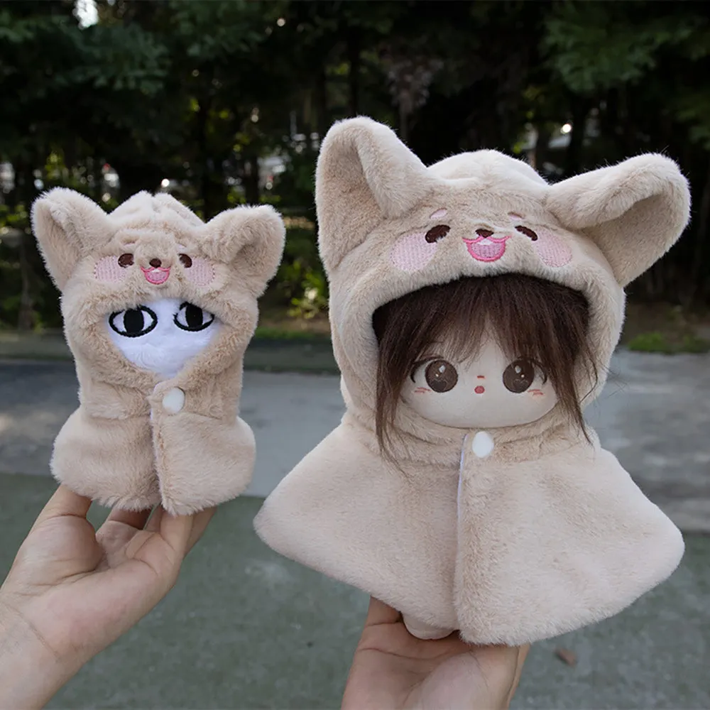 niannyyhouse 10cm 20cm Plush Doll Clothes Shawl Dinosaurs Sharks Rabbits Bears Puppies Embroidered Poncho Dolls Dress Up