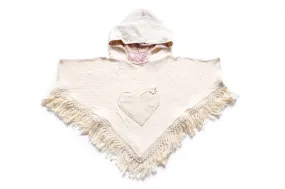 Organic Cotton Fringe Heart Pocket Poncho