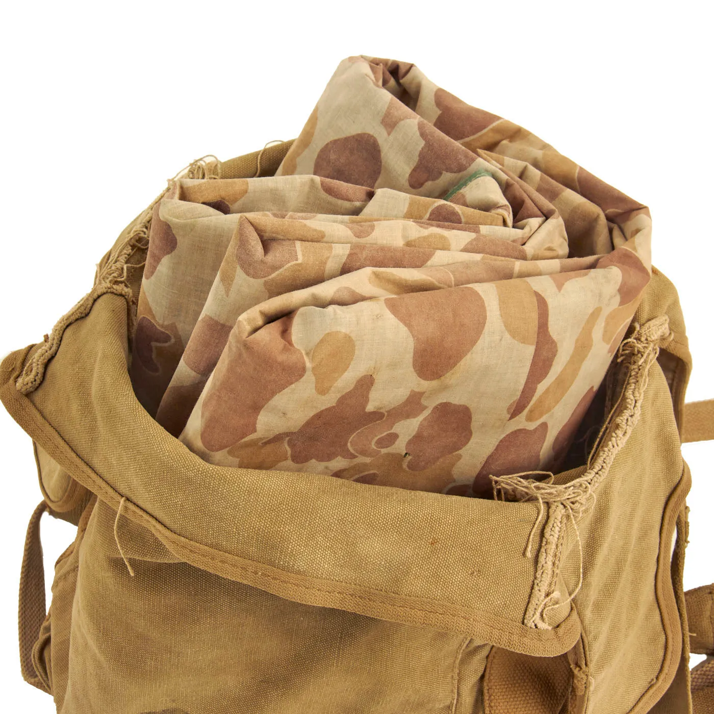 Original U.S. WWII US Marine Corps Named P41 “782” Modified Lower Pack by Boyt With Reversible Camouflage Poncho