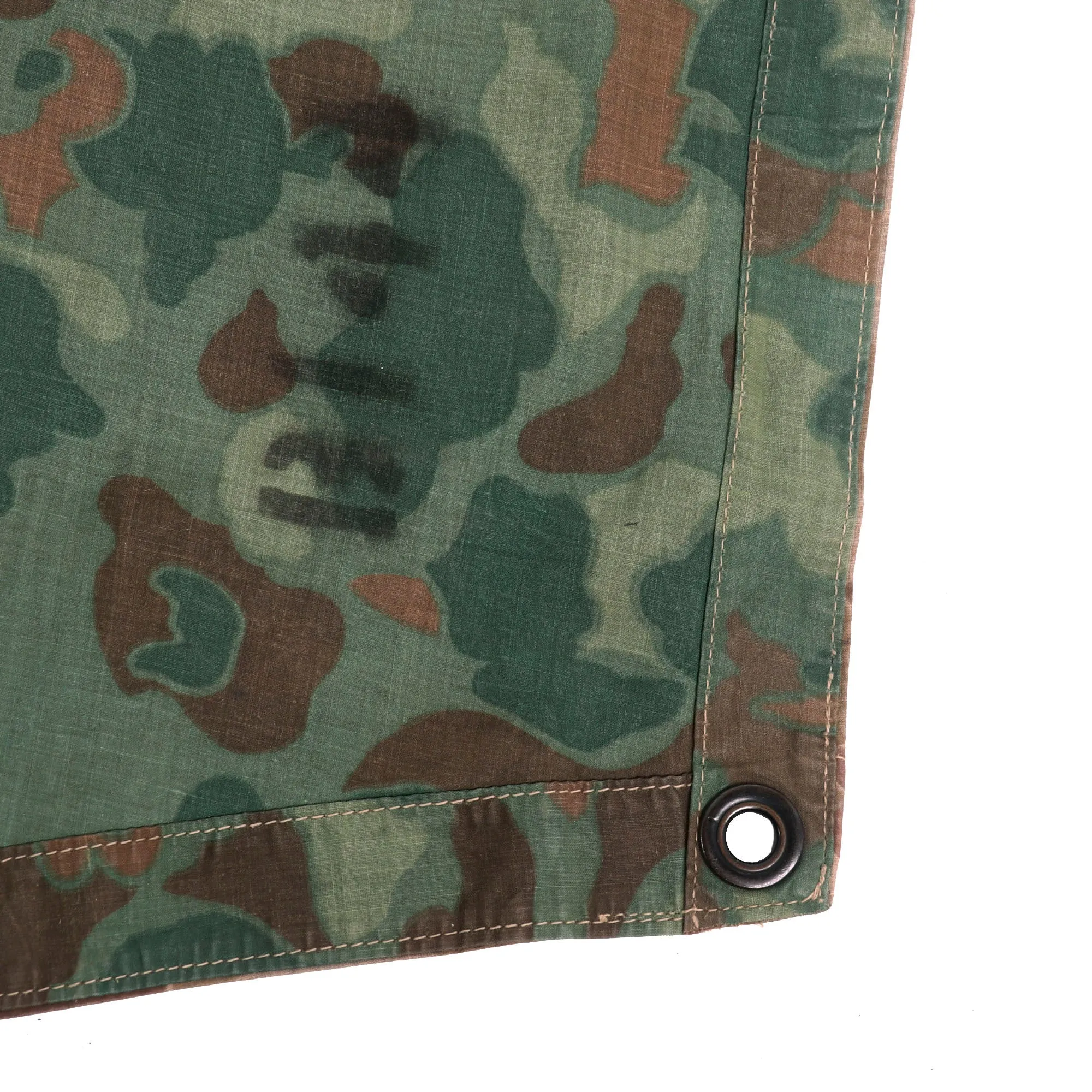 Original U.S. WWII USMC M-1942 Reversible Spot Pattern Camouflage Rain Poncho with Securing Straps- Dated June 13, 1944