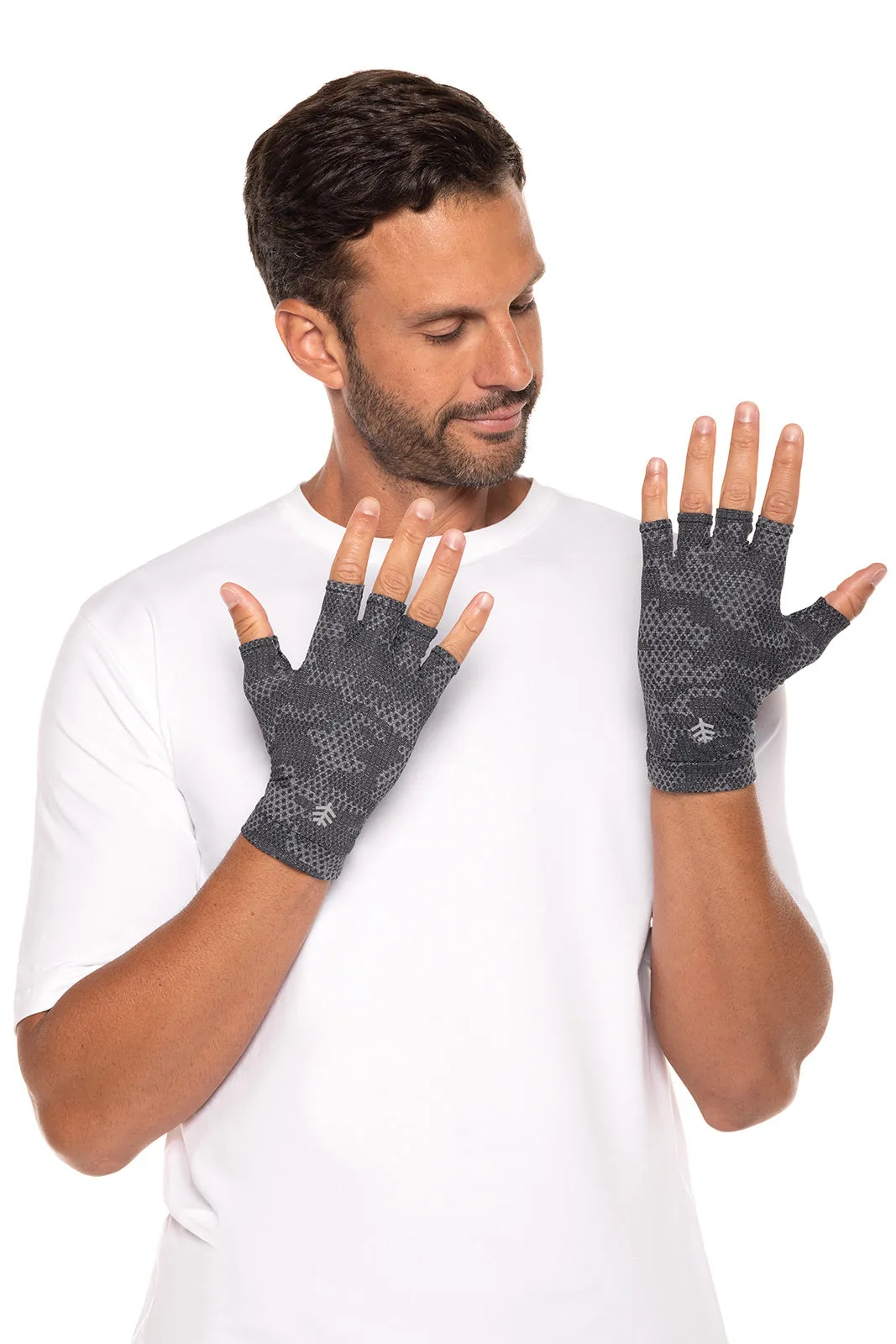 Ouray UV Fingerless Sun Gloves | Charcoal Coolibar Camo