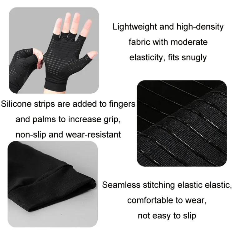 Outdoor Cycling Half Finger Gloves Inflammatory Joint Rehabilitation Silicone Gloves, Size: M(Black)