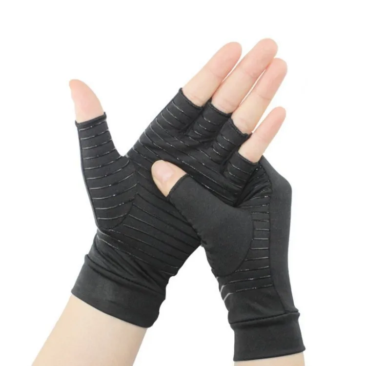 Outdoor Cycling Half Finger Gloves Inflammatory Joint Rehabilitation Silicone Gloves, Size: M(Black)