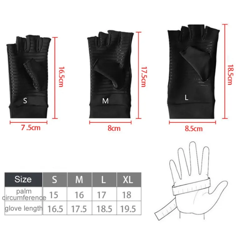 Outdoor Cycling Half Finger Gloves Inflammatory Joint Rehabilitation Silicone Gloves, Size: M(Black)