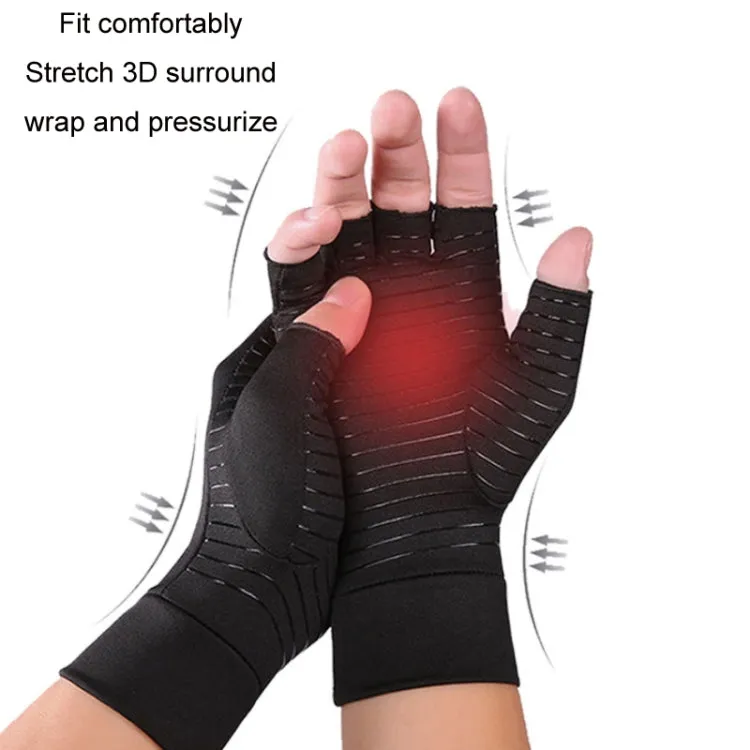 Outdoor Cycling Half Finger Gloves Inflammatory Joint Rehabilitation Silicone Gloves, Size: M(Black)