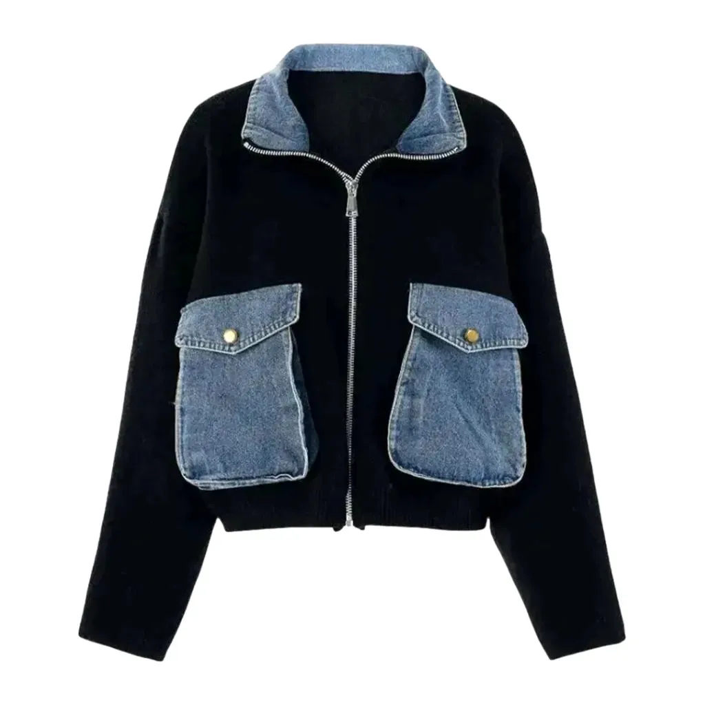 Oversized boho style jean cardigan for ladies