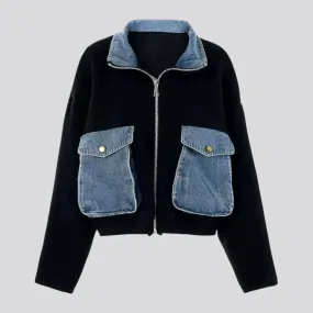 Oversized boho style jean cardigan for ladies