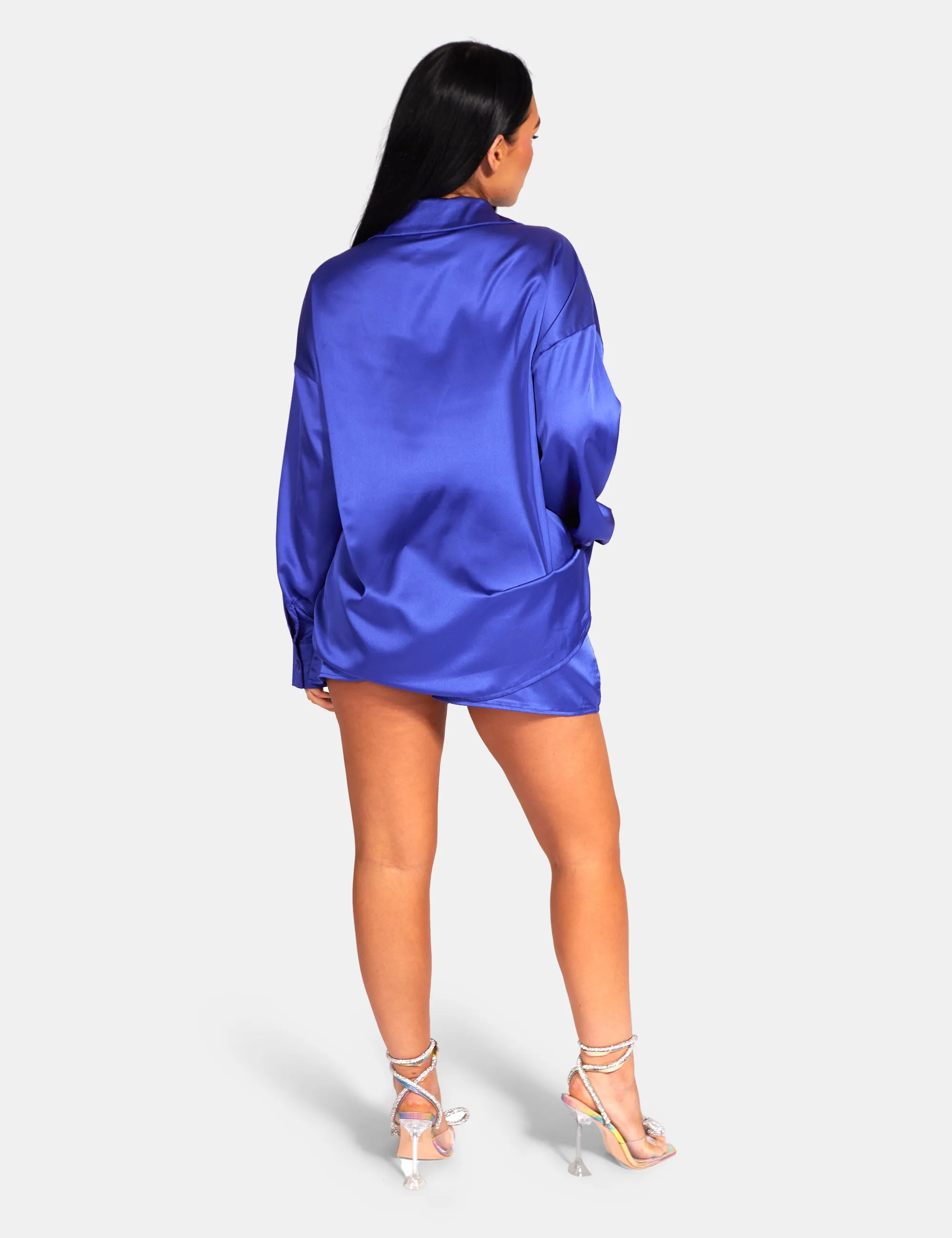 Oversized Satin Shirt Purple